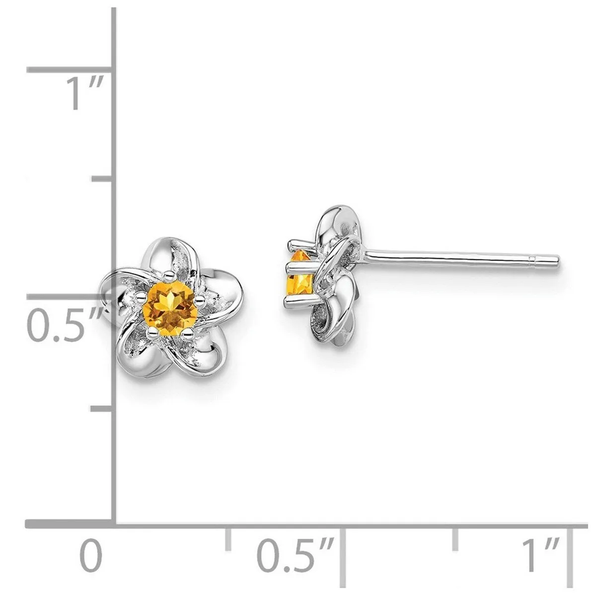 Curata 925 Sterling Silver Rhodium Plated Floral Citrine Post Earrings - 14.5x8mm sold by Zulily product image thumbnail 4