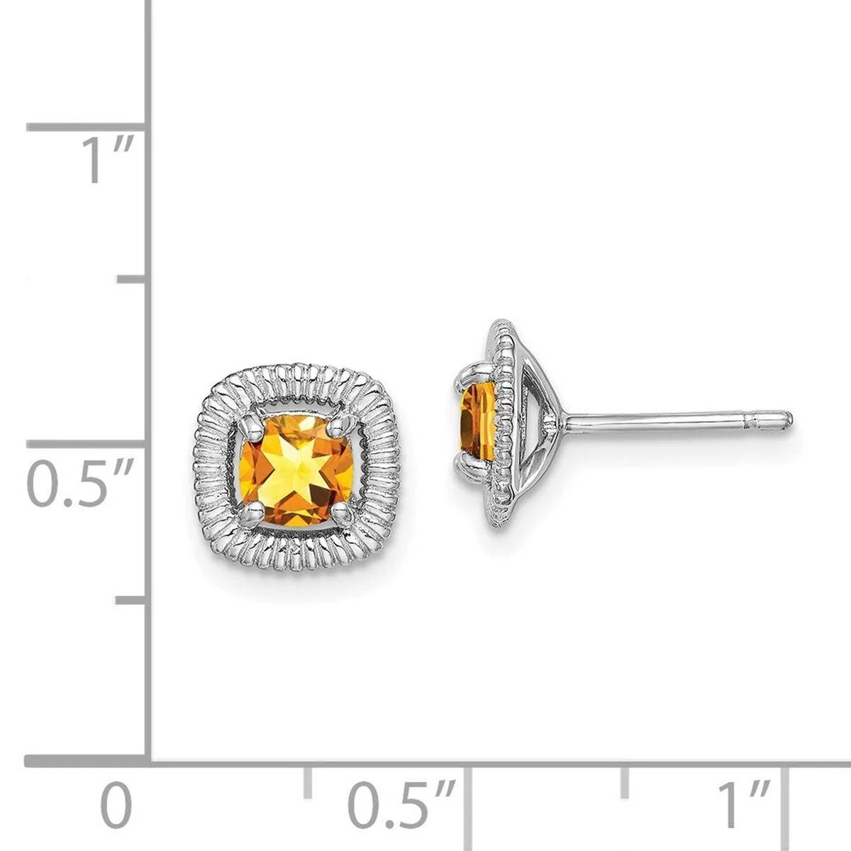 Curata 925 Sterling Silver Rhodium Plated Citrine Square Post Earrings - 9.15x9.1mm sold by Zulily product image thumbnail 4