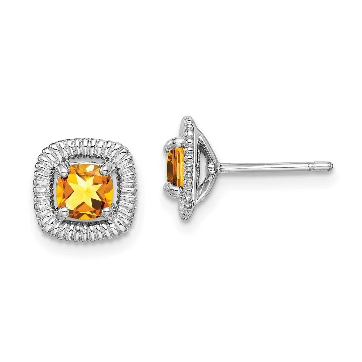 Curata 925 Sterling Silver Rhodium Plated Citrine Square Post Earrings - 9.15x9.1mm sold by Zulily product image thumbnail 3