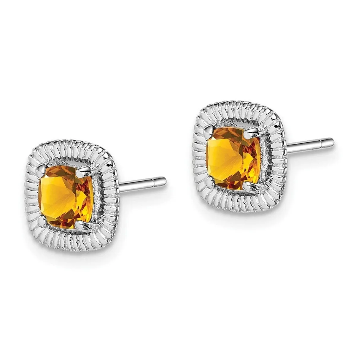 Curata 925 Sterling Silver Rhodium Plated Citrine Square Post Earrings - 9.15x9.1mm sold by Zulily product image thumbnail 5