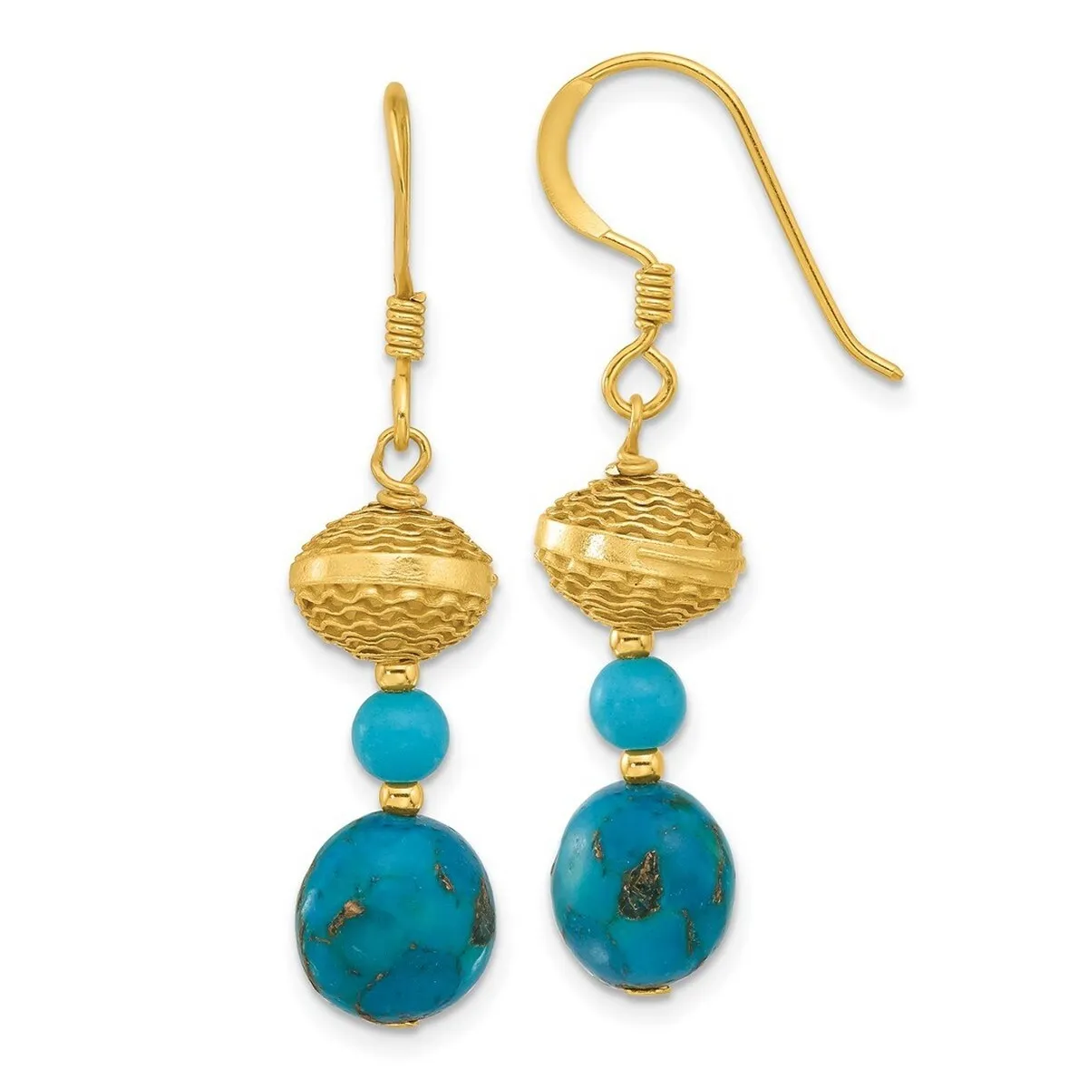 Curata 925 Sterling Silver Gold Plated Zircon Turquoise Dangle Earrings - 42x9.6mm sold by Zulily product image thumbnail 5