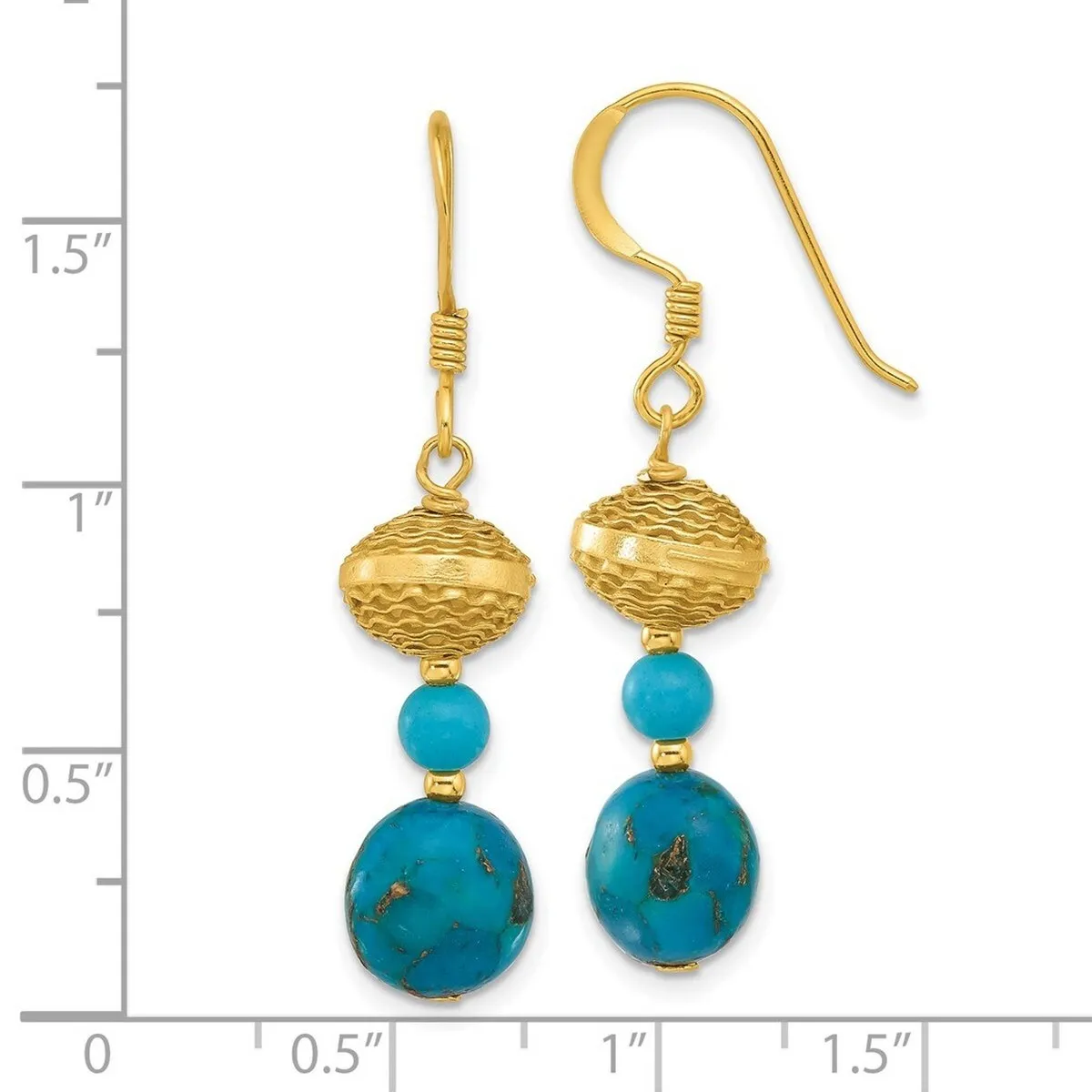 Curata 925 Sterling Silver Gold Plated Zircon Turquoise Dangle Earrings - 42x9.6mm sold by Zulily product image thumbnail 4