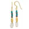 Curata 925 Sterling Silver Gold Plated Black Freshwater Cultured Pearl Blue Quartz Beaded Dangle Earrings sold by Zulily