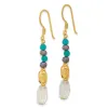 Curata 925 Sterling Silver Gold Plated Black Freshwater Cultured Pearl Blue Quartz Beaded Dangle Earrings sold by Zulily