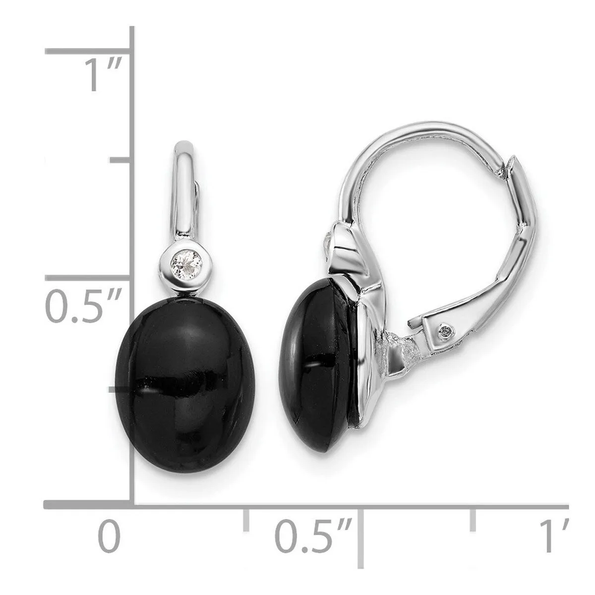 Curata 925 Sterling Silver Rhodium Plated Simulated Onyx and White Topaz Earrings - 18x7.8mm sold by Zulily product image thumbnail 5