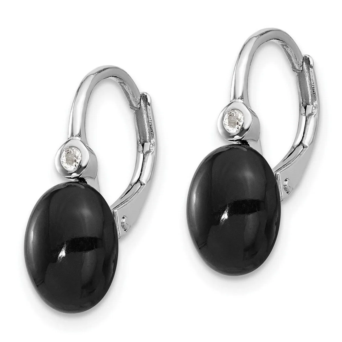 Curata 925 Sterling Silver Rhodium Plated Simulated Onyx and White Topaz Earrings - 18x7.8mm sold by Zulily product image thumbnail 2