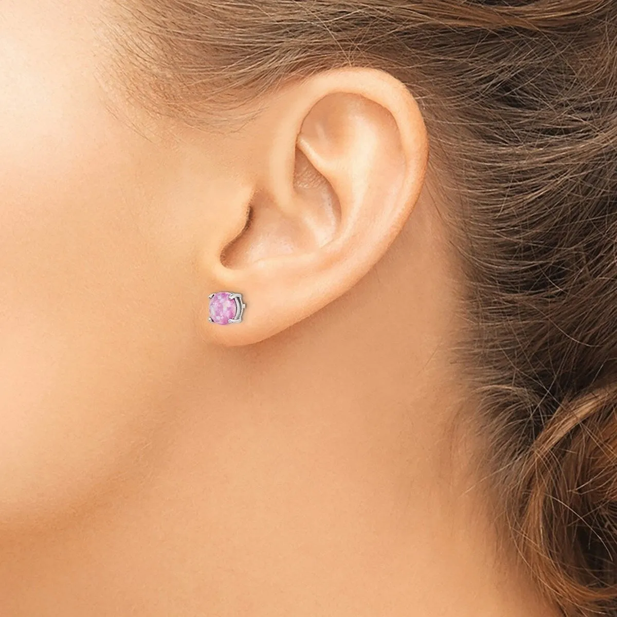 Curata 925 Sterling Silver Pink White and Blue Simulated Opal Stud Three Set Of Earrings - 7x7mm sold by Zulily product image thumbnail 5