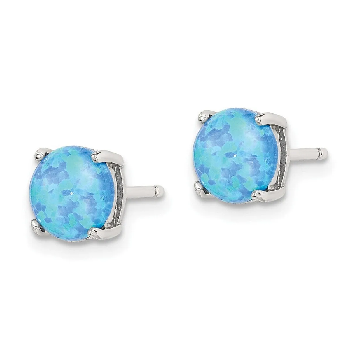 Curata 925 Sterling Silver Pink White and Blue Simulated Opal Stud Three Set Of Earrings - 7x7mm sold by Zulily