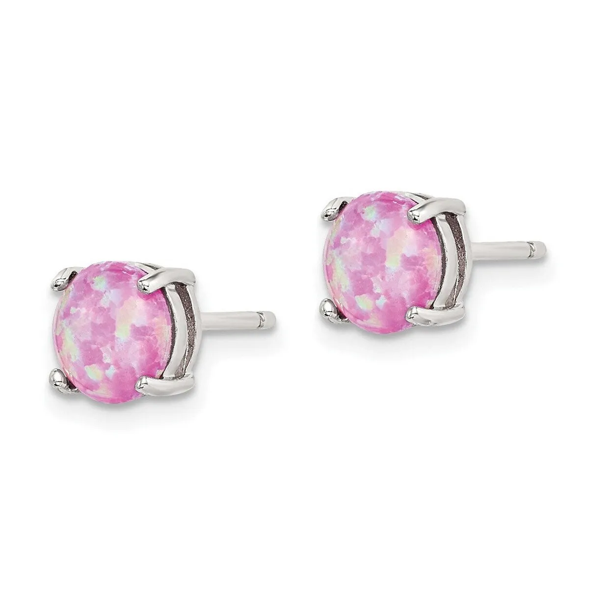 Curata 925 Sterling Silver Pink White and Blue Simulated Opal Stud Three Set Of Earrings - 7x7mm sold by Zulily product image thumbnail 2