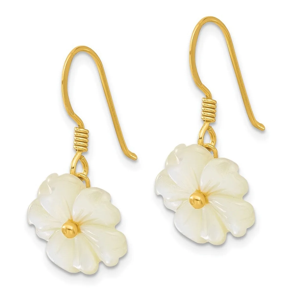 Curata 925 Sterling Silver Gold Plated Mother of Pearl Flower Dangle Earrings - 27.4x13.5mm sold by Zulily product image thumbnail 2