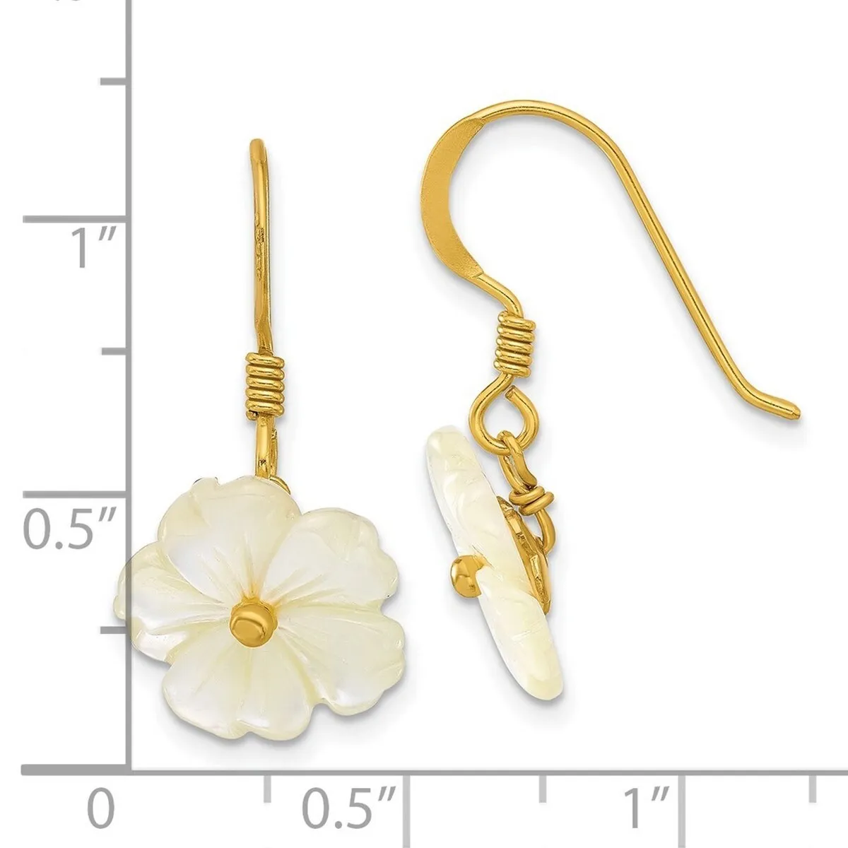 Curata 925 Sterling Silver Gold Plated Mother of Pearl Flower Dangle Earrings - 27.4x13.5mm sold by Zulily product image thumbnail 5