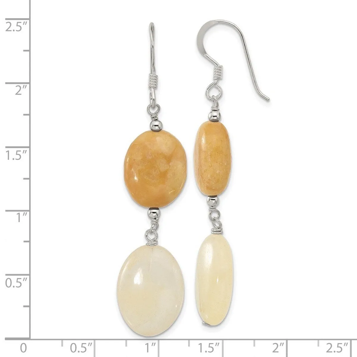 Curata 925 Sterling Silver Yellow Dyed Jade Double Drop Hook Earrings - 61x13.6mm sold by Zulily