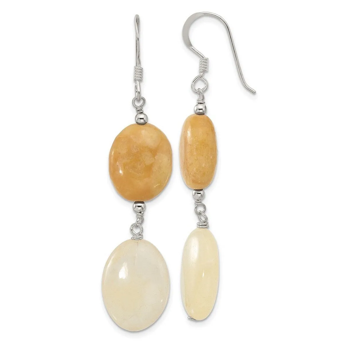 Curata 925 Sterling Silver Yellow Dyed Jade Double Drop Hook Earrings - 61x13.6mm sold by Zulily product image thumbnail 5