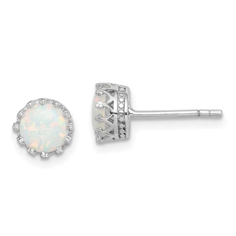 Curata 925 Sterling Silver Rhodium Plated 7mm Simulated Opal Post Earrings sold by Zulily