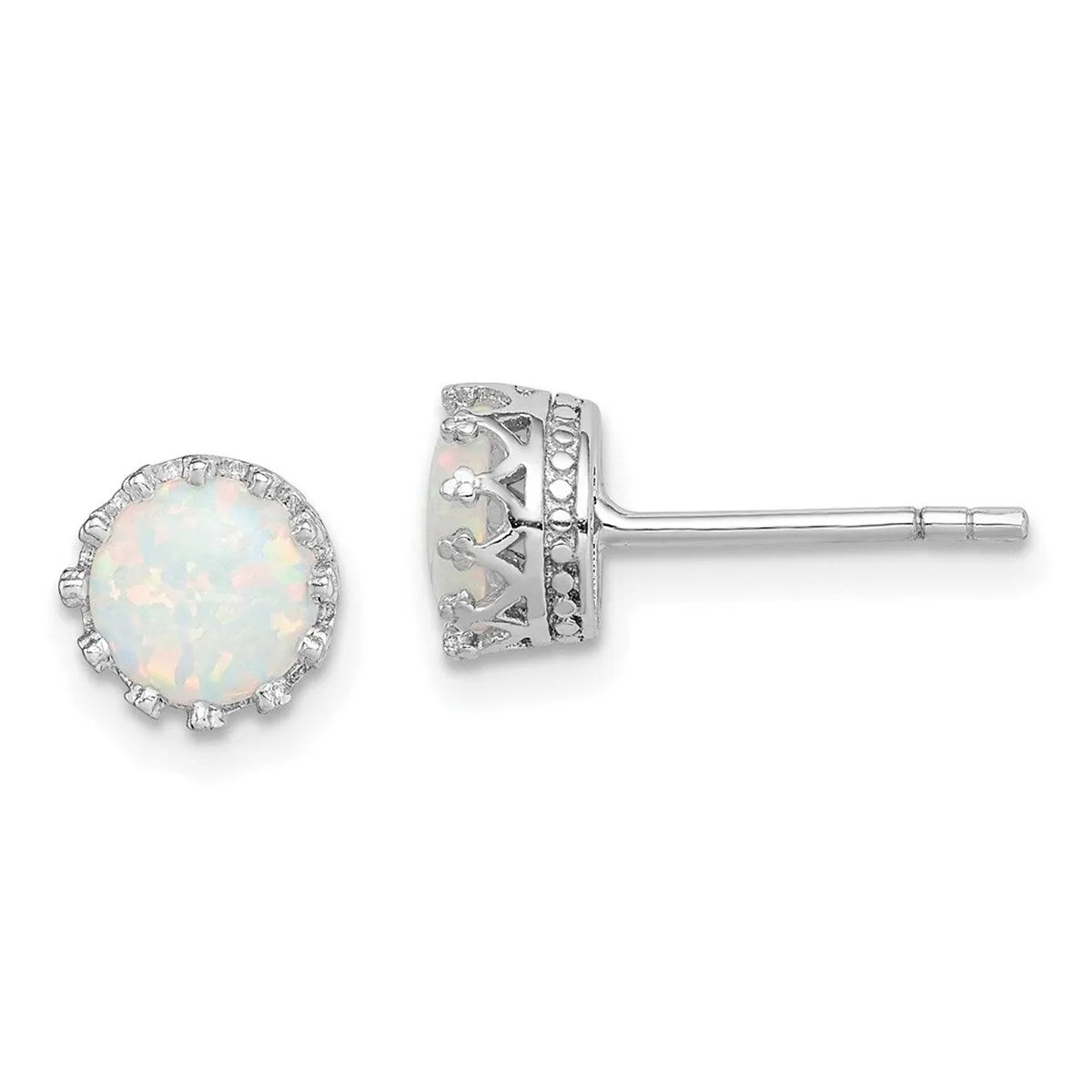 Curata 925 Sterling Silver Rhodium Plated 7mm Simulated Opal Post Earrings sold by Zulily