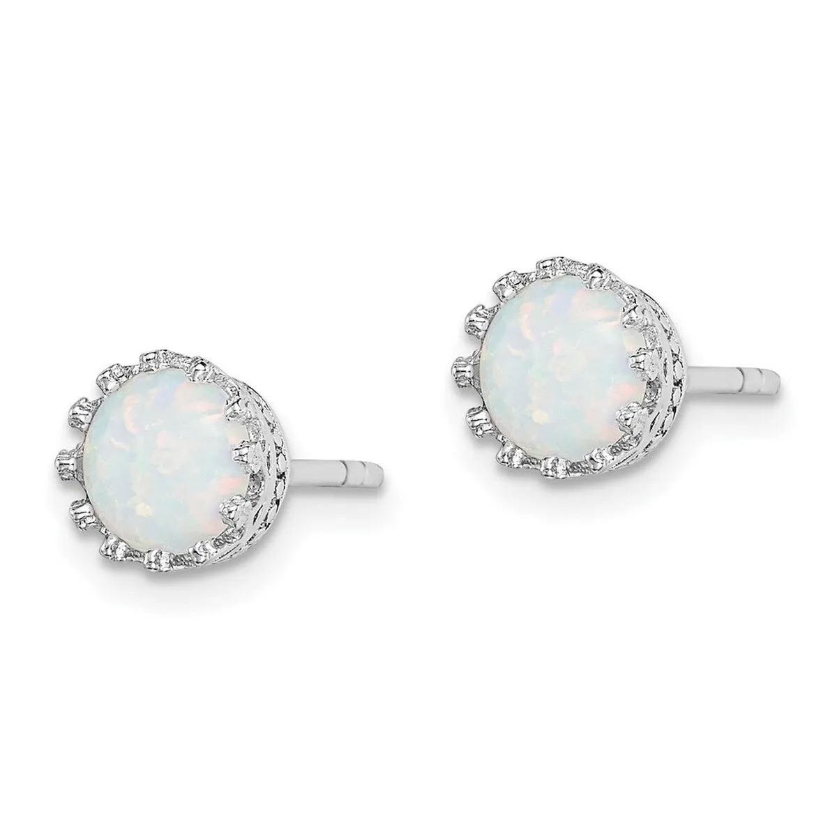 Curata 925 Sterling Silver Rhodium Plated 7mm Simulated Opal Post Earrings sold by Zulily product image thumbnail 2
