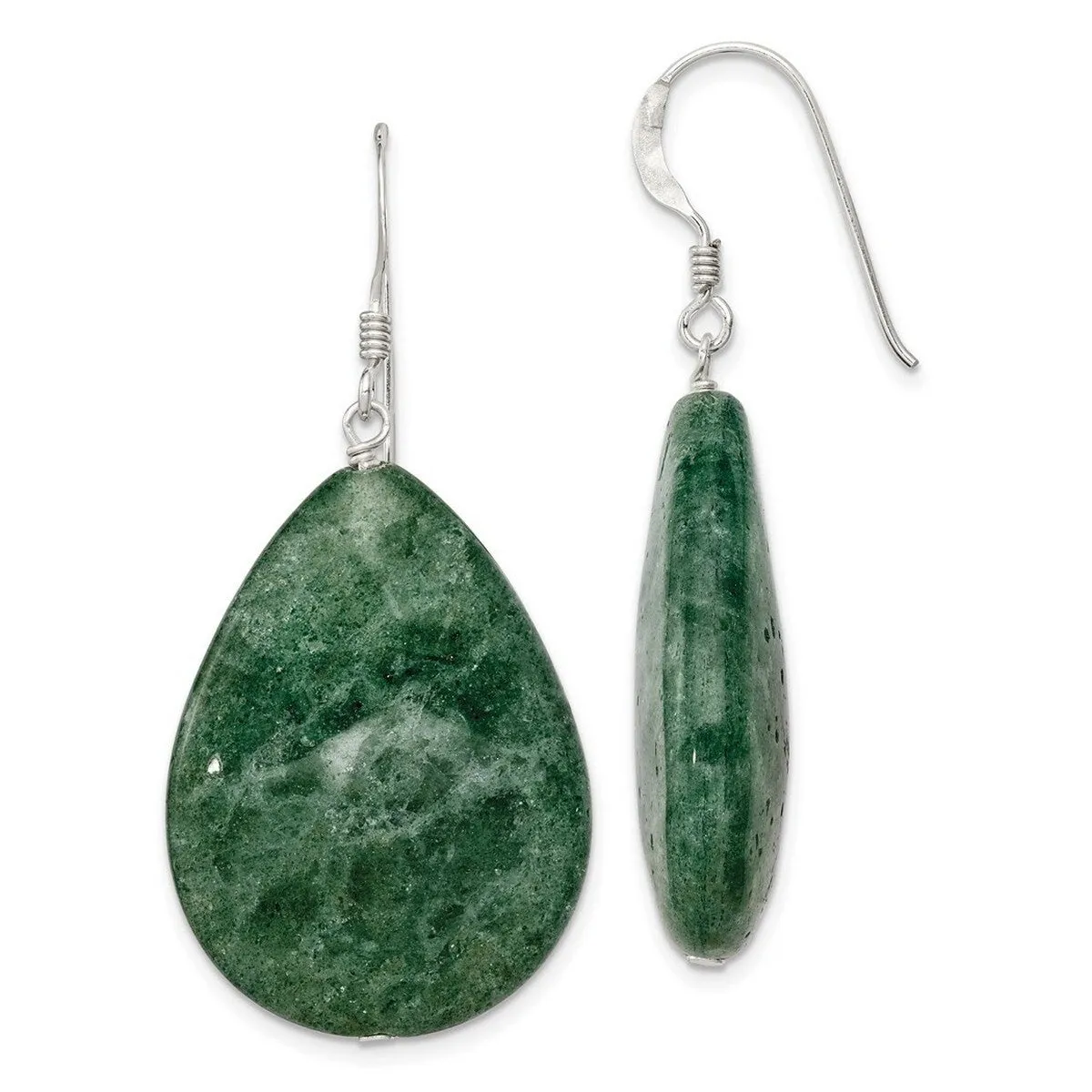 Curata 925 Sterling Silver Green Aventurine Tear Drop Dangle Earrings - 49x23mm sold by Zulily