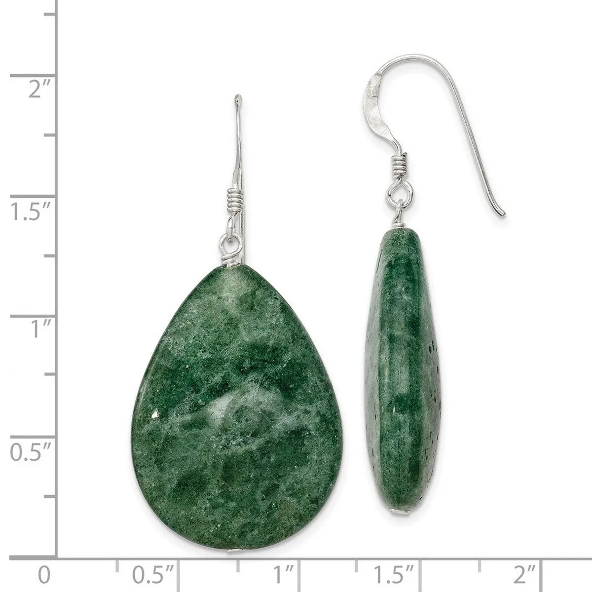 Curata 925 Sterling Silver Green Aventurine Tear Drop Dangle Earrings - 49x23mm sold by Zulily product image thumbnail 5
