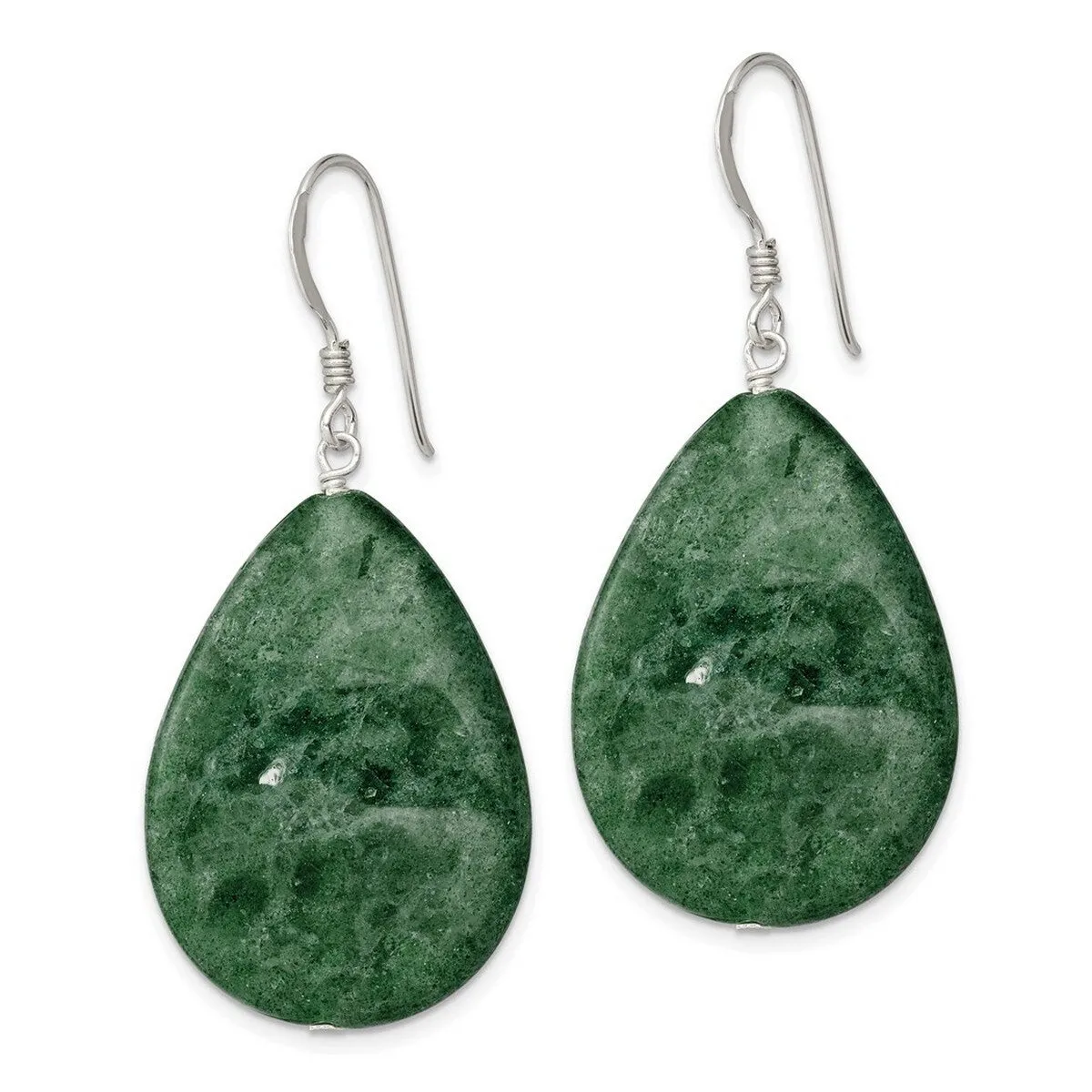 Curata 925 Sterling Silver Green Aventurine Tear Drop Dangle Earrings - 49x23mm sold by Zulily product image thumbnail 2