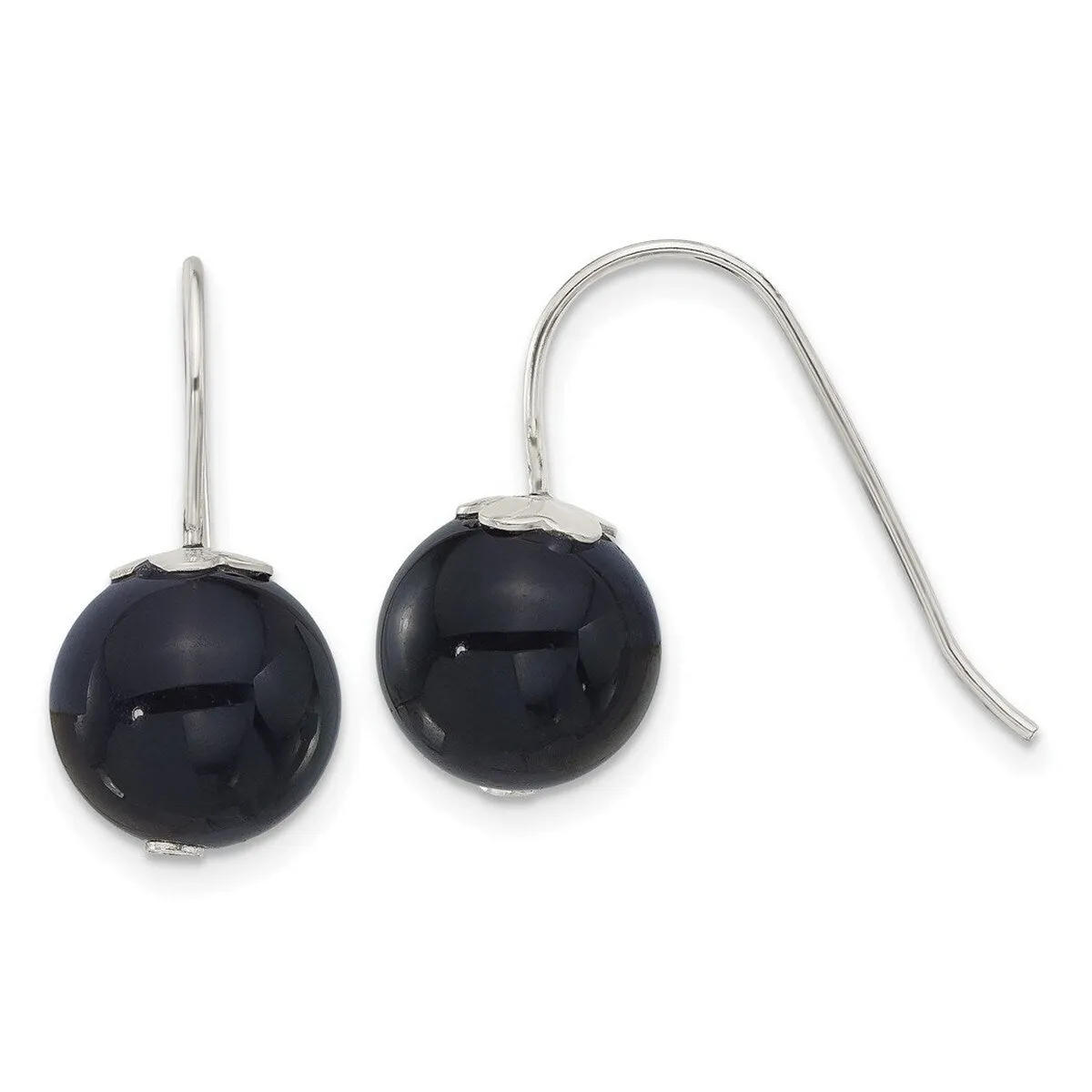 Curata 925 Sterling Silver Black Agate Bead Hook Earrings - 21x10mm sold by Zulily product image thumbnail 5