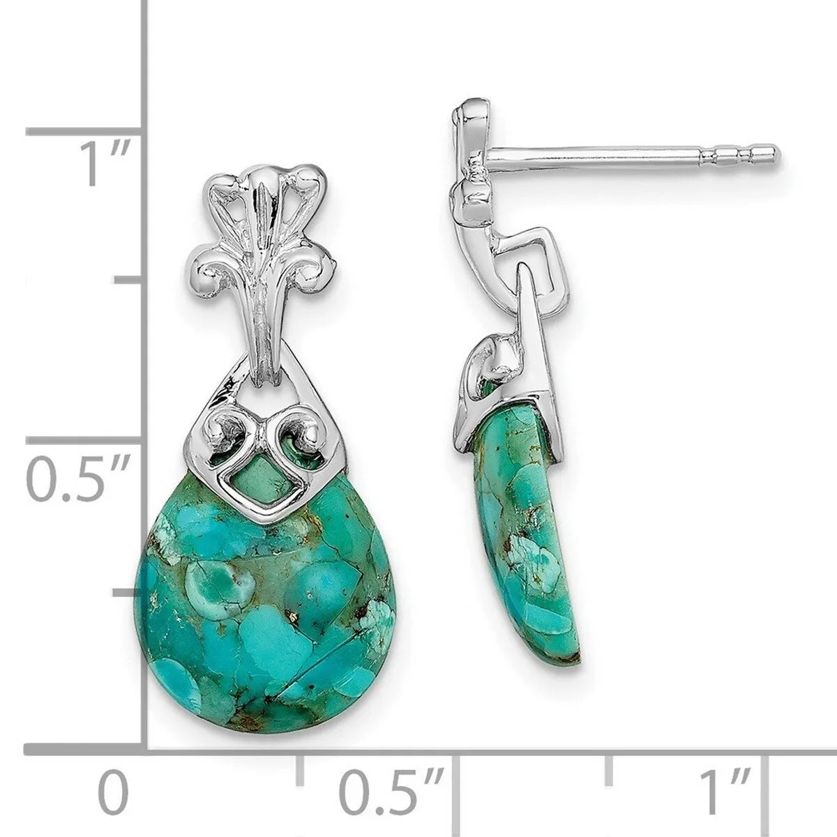 Curata 925 Sterling Silver Rhodium Plated Simulated Turquoise Dangle Earrings - 23.5x10.35mm sold by Zulily product image thumbnail 4