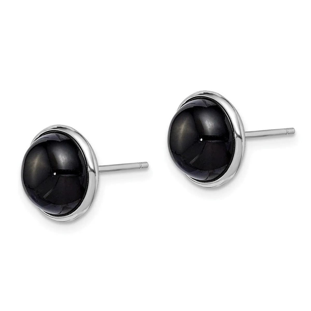 Curata 925 Sterling Silver Rhodium Plated 10mm Simulated Onyx Cabochon Post Earrings - 11.13x11.13mm sold by Zulily product image thumbnail 4
