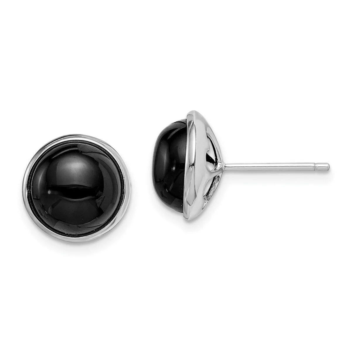 Curata 925 Sterling Silver Rhodium Plated 10mm Simulated Onyx Cabochon Post Earrings - 11.13x11.13mm sold by Zulily product image thumbnail 3