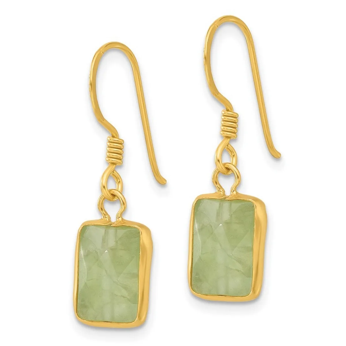 Curata 925 Sterling Silver Gold Plated Green Prehnite Dangle Earrings - 29.3x8.4mm sold by Zulily product image thumbnail 2