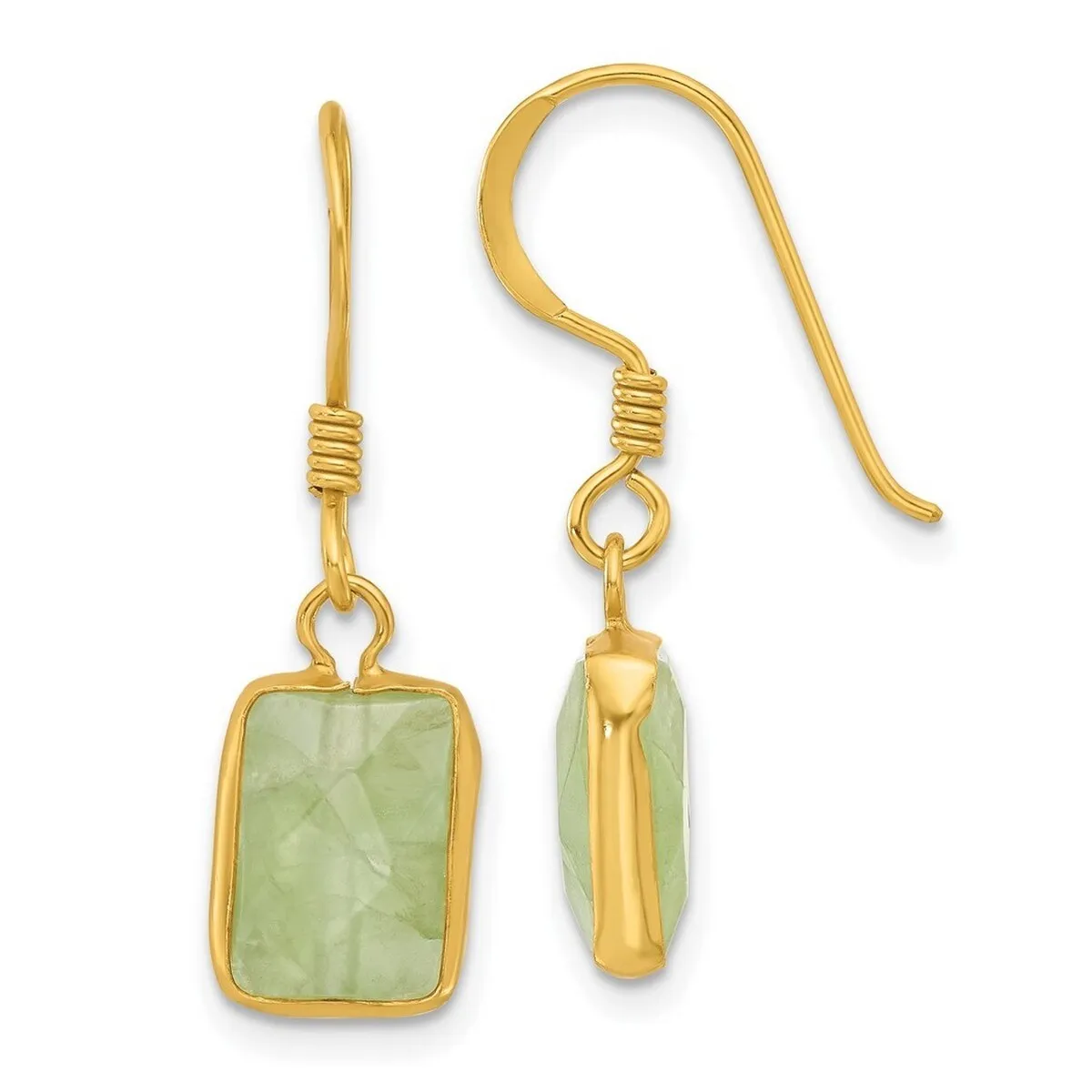 Curata 925 Sterling Silver Gold Plated Green Prehnite Dangle Earrings - 29.3x8.4mm sold by Zulily product image thumbnail 5