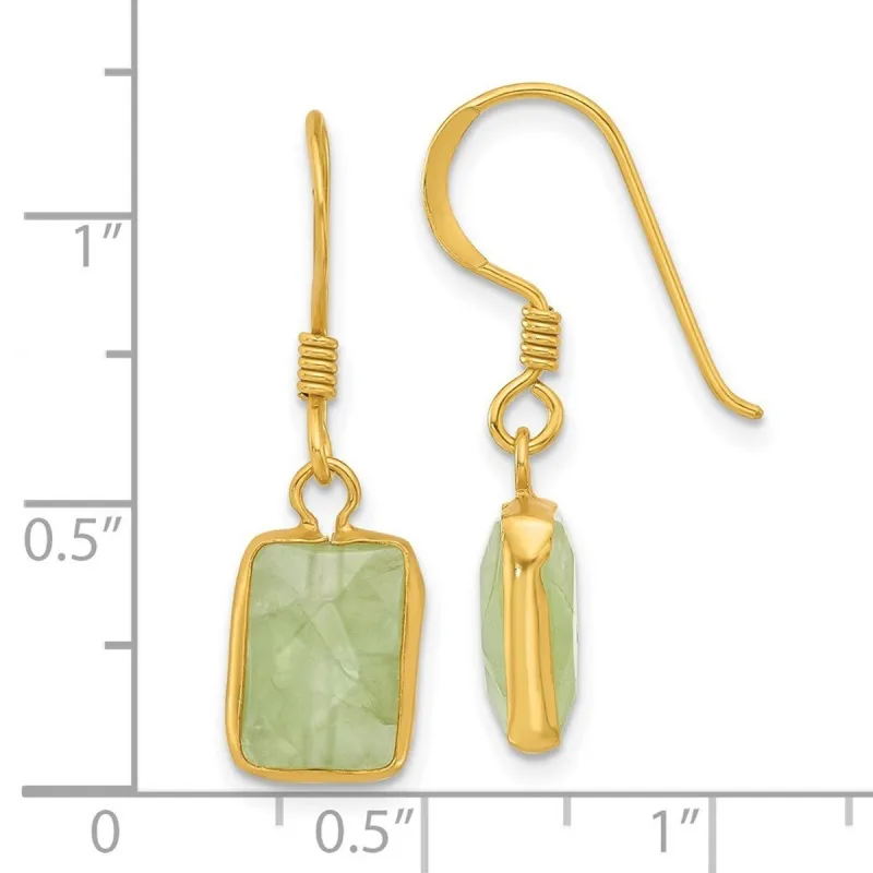 Curata 925 Sterling Silver Gold Plated Green Prehnite Dangle Earrings - 29.3x8.4mm sold by Zulily