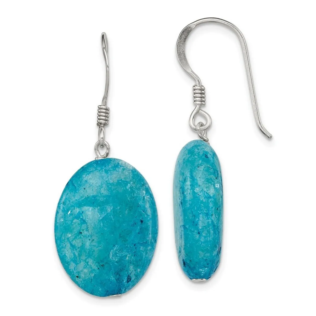 Curata 925 Sterling Silver Teal Aventurine Dangle Hook Earrings - 38x16mm sold by Zulily product image thumbnail 3