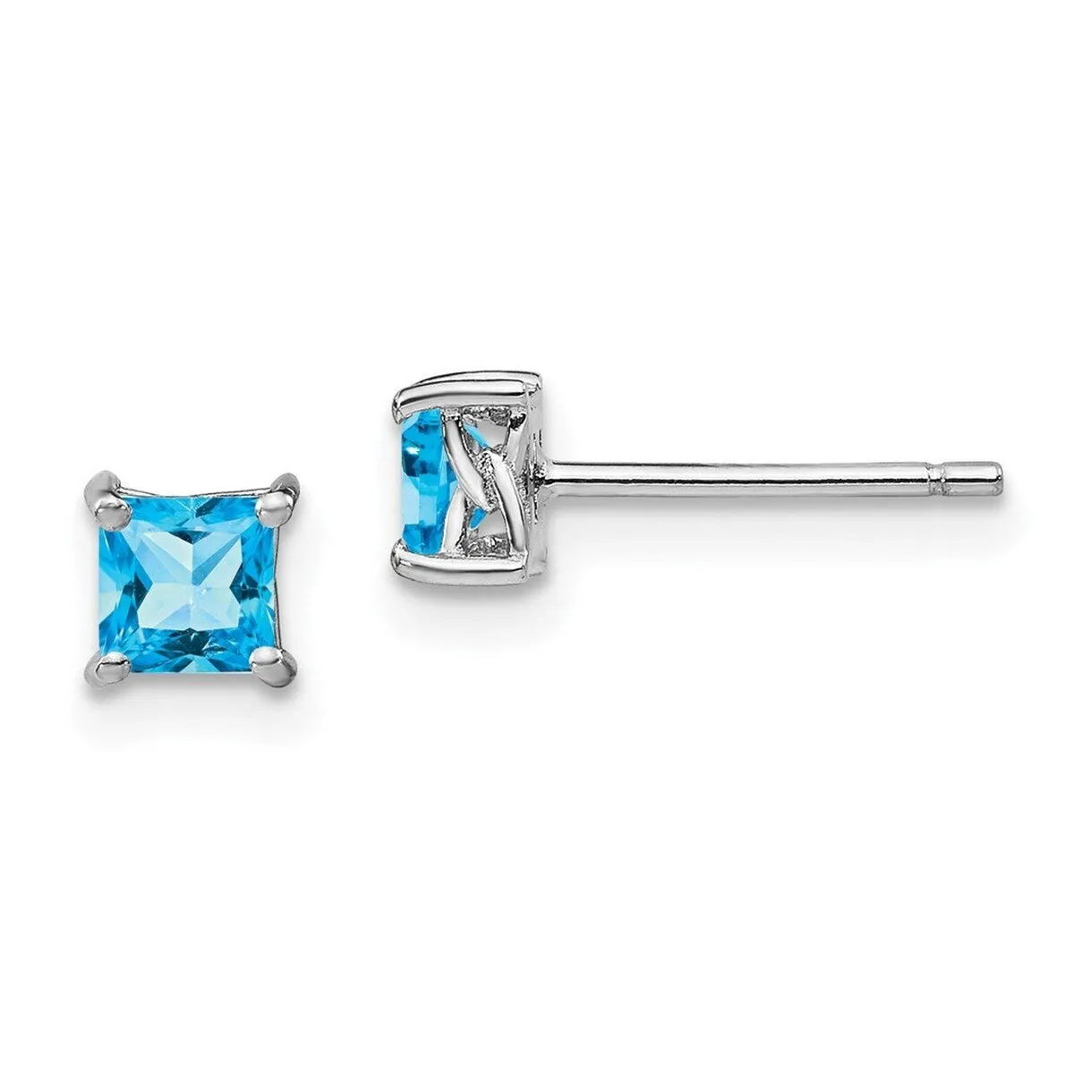 Curata 925 Sterling Silver 4mm Princess Swiss Blue Topaz Post Earrings sold by Zulily product image thumbnail 2