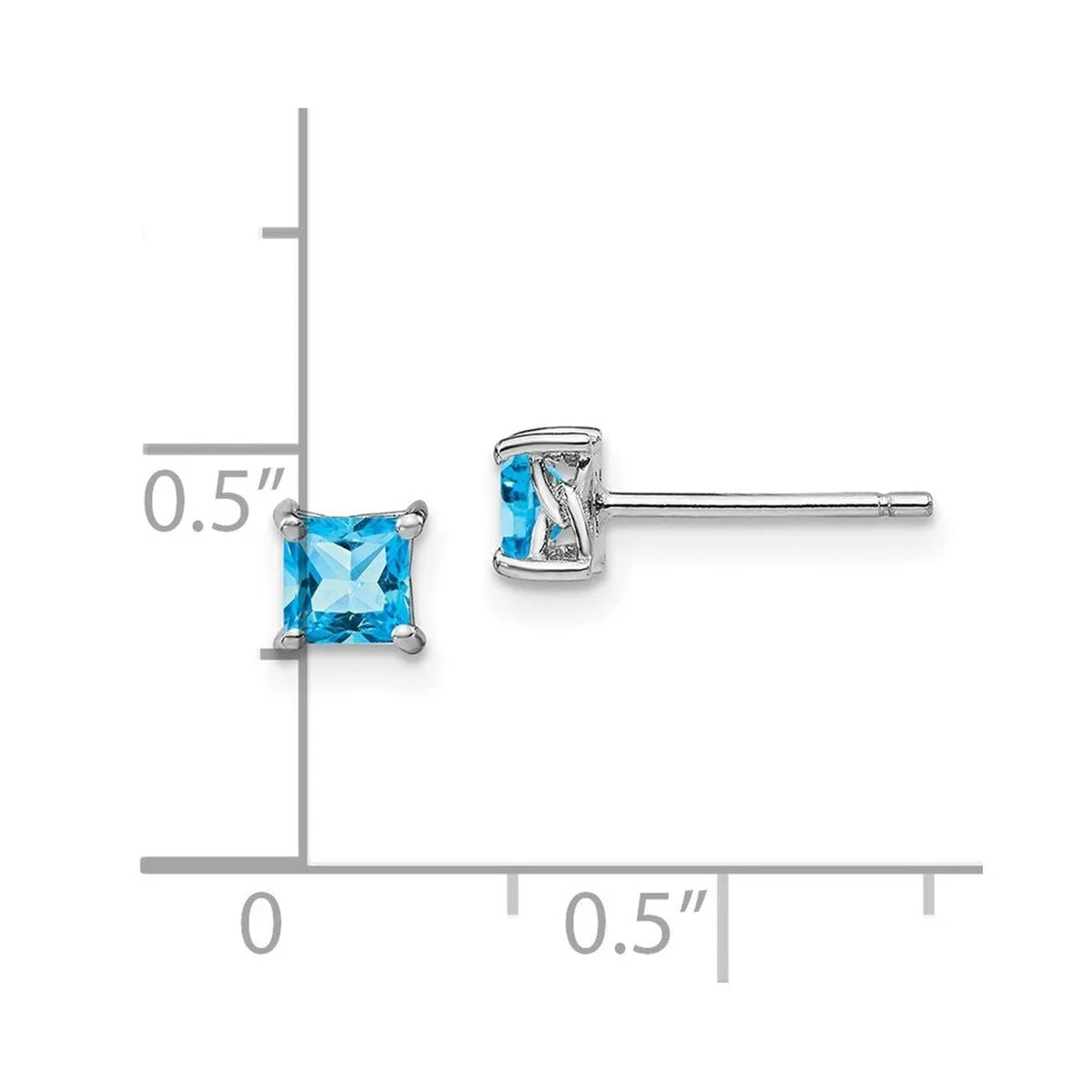 Curata 925 Sterling Silver 4mm Princess Swiss Blue Topaz Post Earrings sold by Zulily product image thumbnail 3