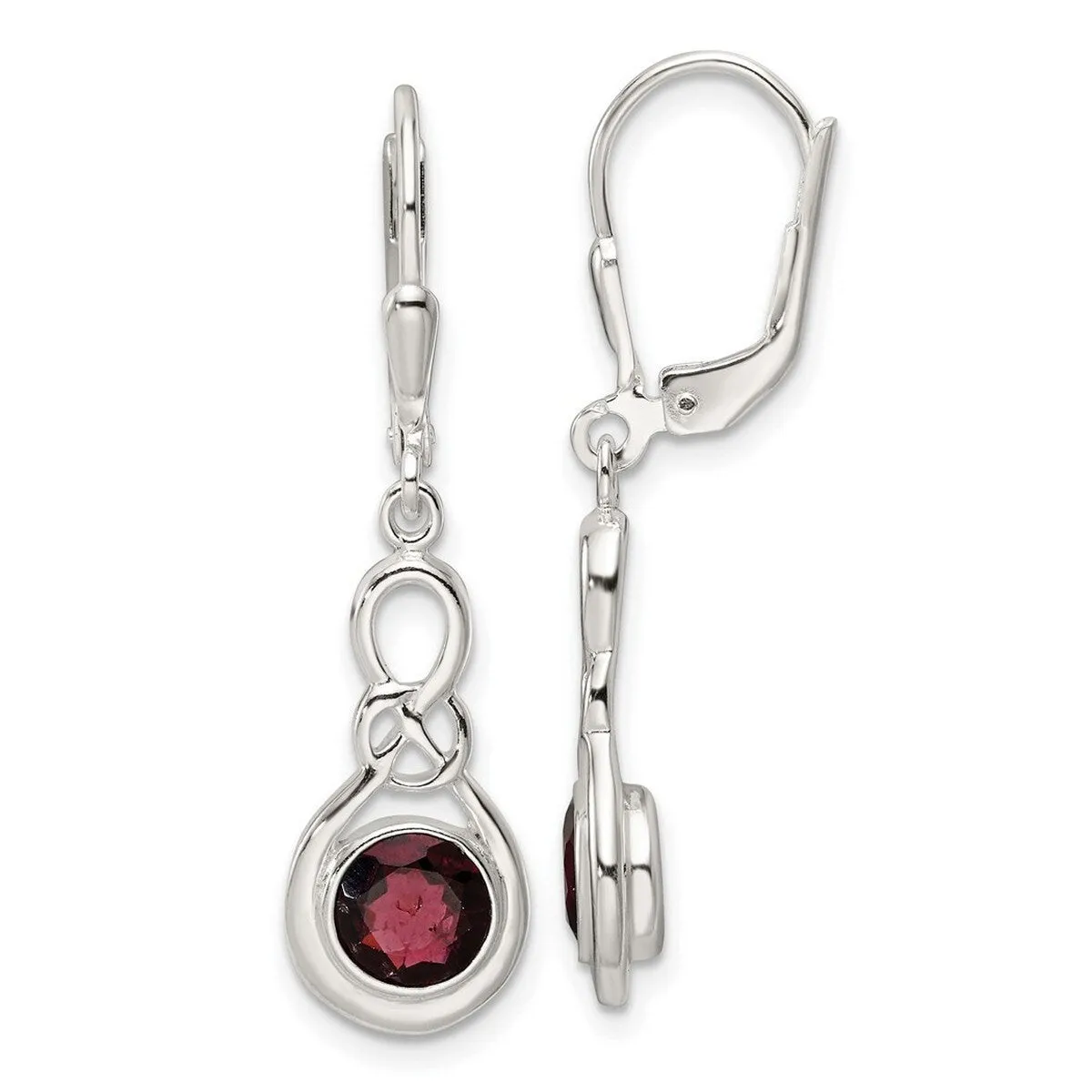 Curata 925 Sterling Silver Polished Garnet Knot Leverback Dangle Earrings - 35.5x9.7mm sold by Zulily product image thumbnail 5