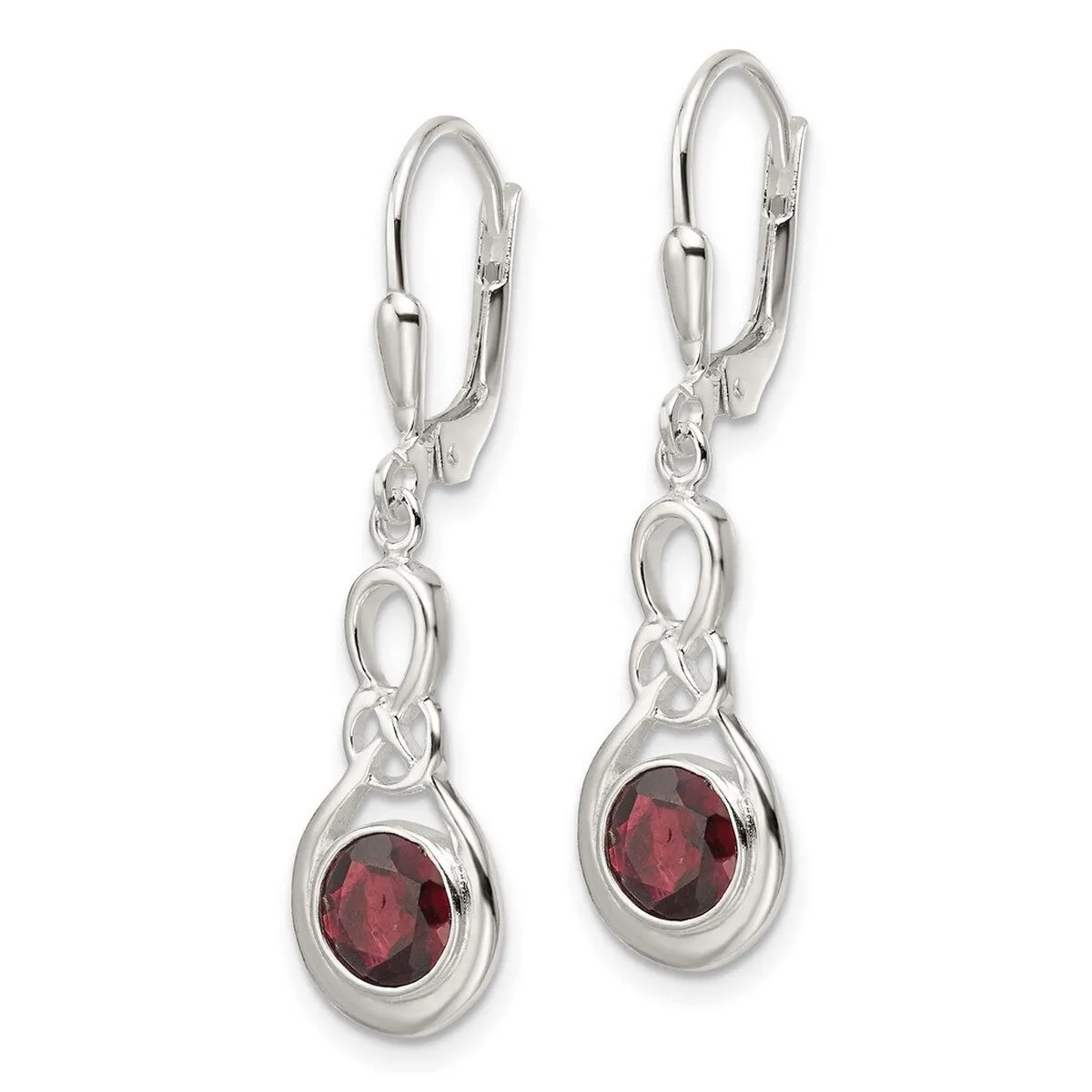 Curata 925 Sterling Silver Polished Garnet Knot Leverback Dangle Earrings - 35.5x9.7mm sold by Zulily