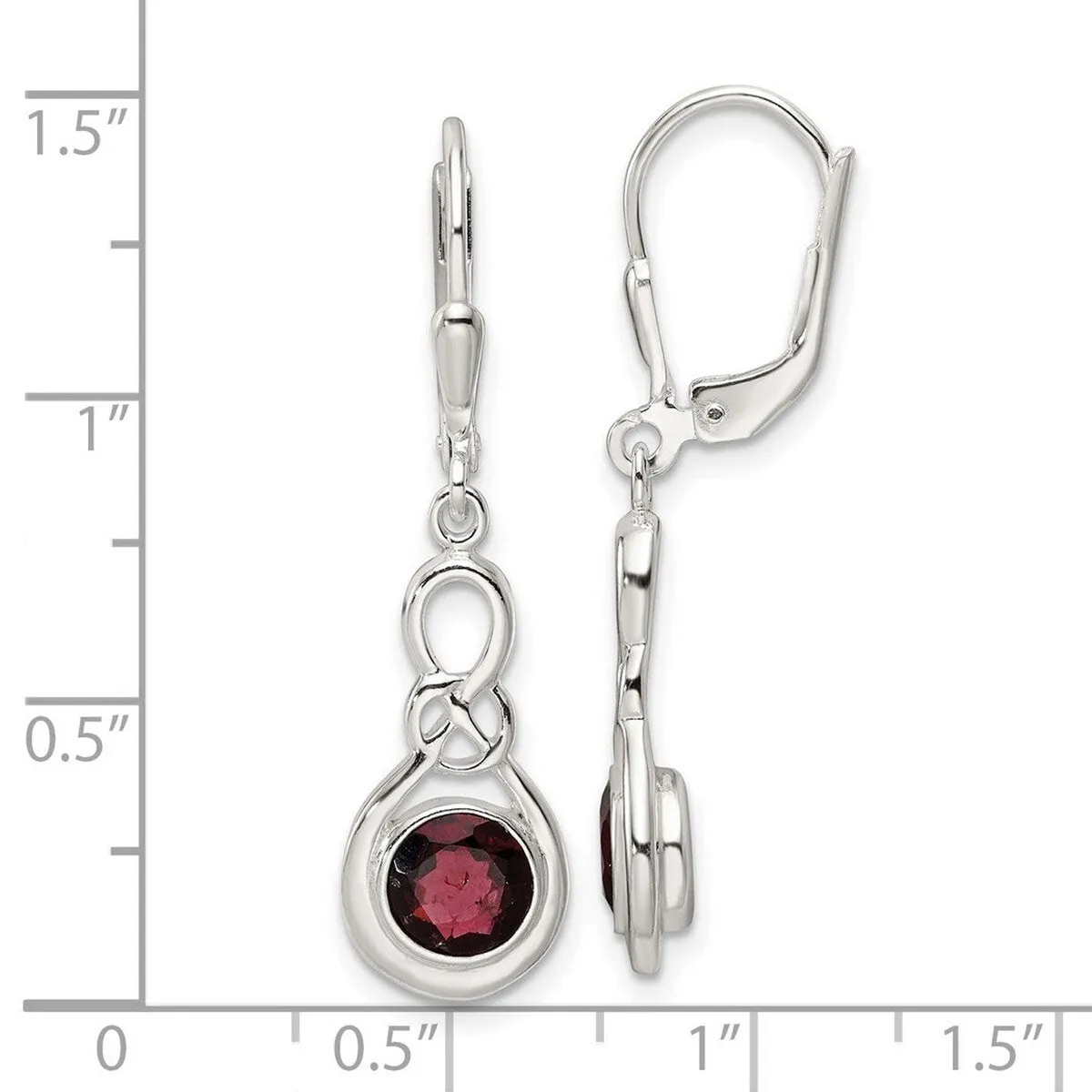 Curata 925 Sterling Silver Polished Garnet Knot Leverback Dangle Earrings - 35.5x9.7mm sold by Zulily product image thumbnail 4
