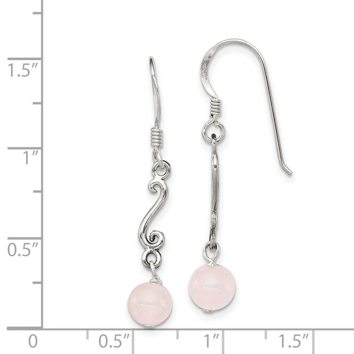 Curata 925 Sterling Silver Hook Rose Quartz Dangle Artisan Oxidized Earrings - 31x5mm sold by Zulily product image thumbnail 2