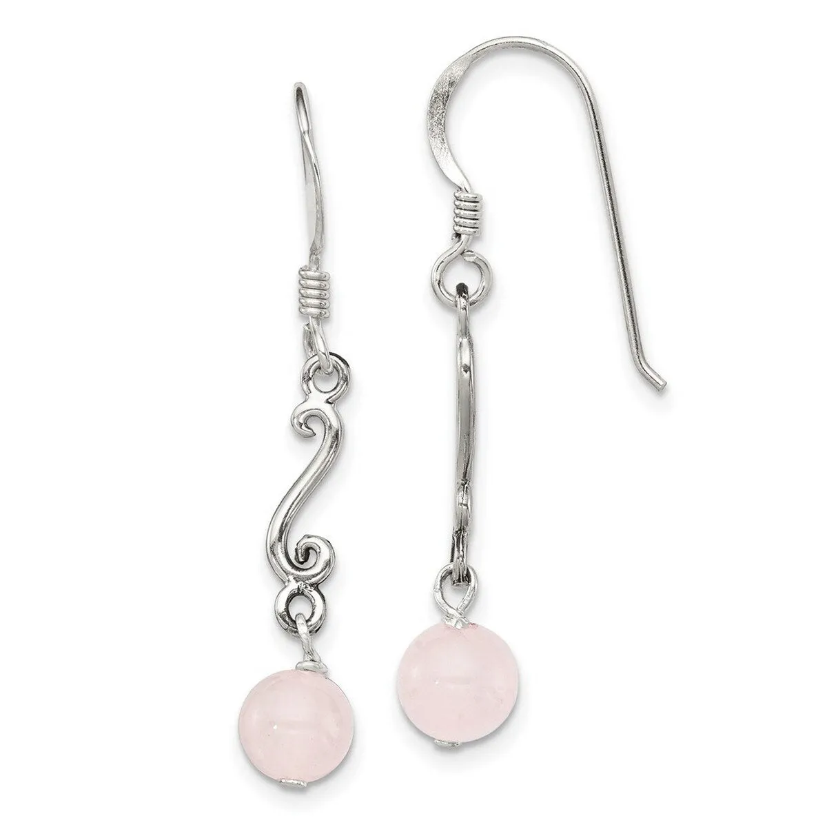 Curata 925 Sterling Silver Hook Rose Quartz Dangle Artisan Oxidized Earrings - 31x5mm sold by Zulily product image thumbnail 3