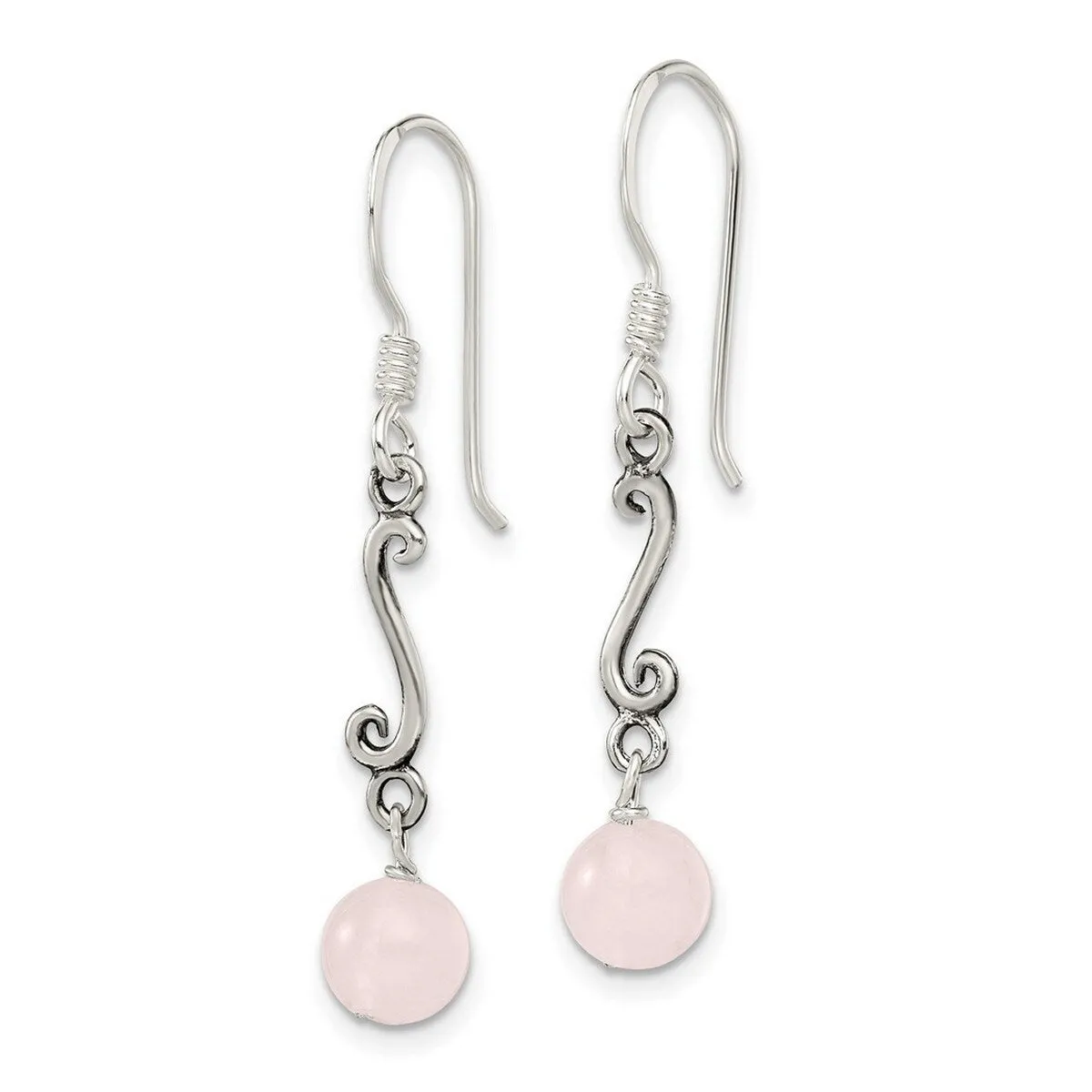 Curata 925 Sterling Silver Hook Rose Quartz Dangle Artisan Oxidized Earrings - 31x5mm sold by Zulily product image thumbnail 4