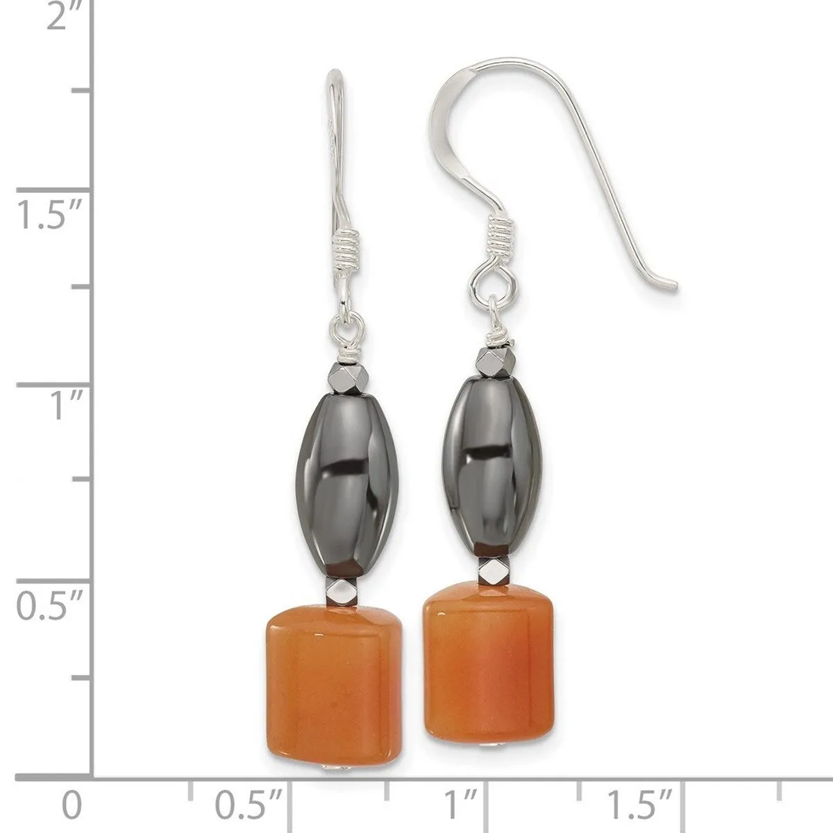 Curata 925 Sterling Silver Aventurine Hematite Dangle Hook Earrings - 44.25x8.5mm sold by Zulily product image thumbnail 2