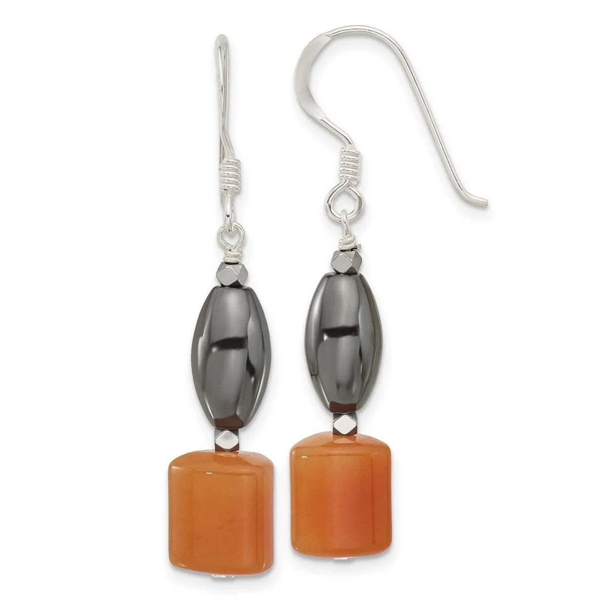 Curata 925 Sterling Silver Aventurine Hematite Dangle Hook Earrings - 44.25x8.5mm sold by Zulily product image thumbnail 3