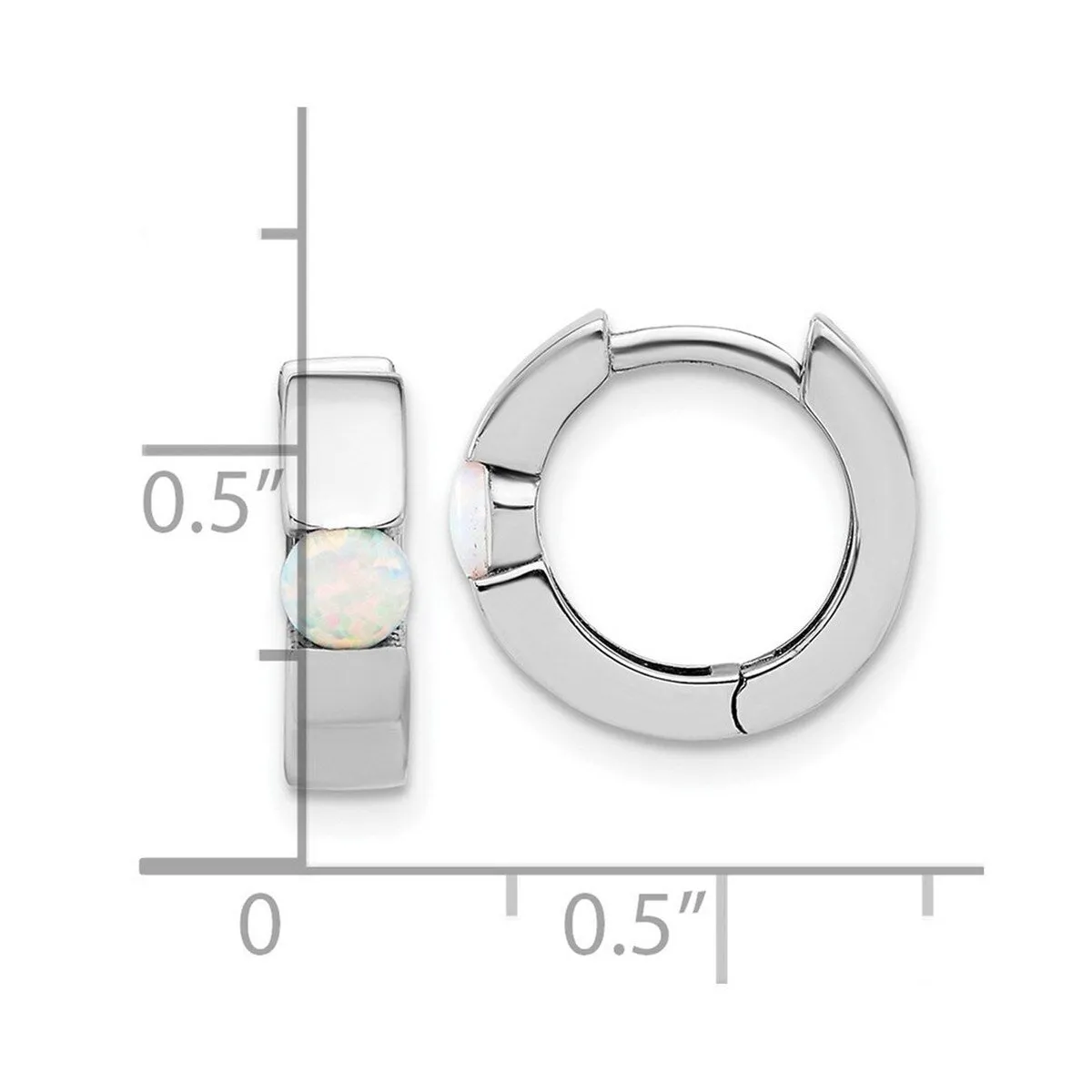 Curata 925 Sterling Silver Rhodium Plated Simulated Opal Hinged Hoop Earrings - 13.7x14.7mm sold by Zulily product image thumbnail 4