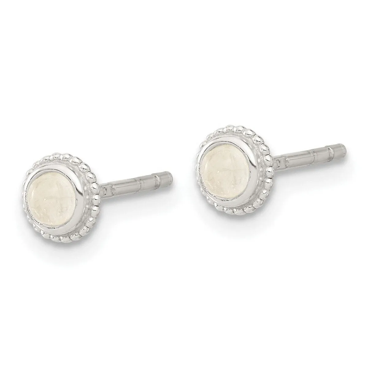 Curata 5.25mm 925 Sterling Silver Beaded Moonstone Post Earrings - 5.25x5.25mm sold by Zulily product image thumbnail 2