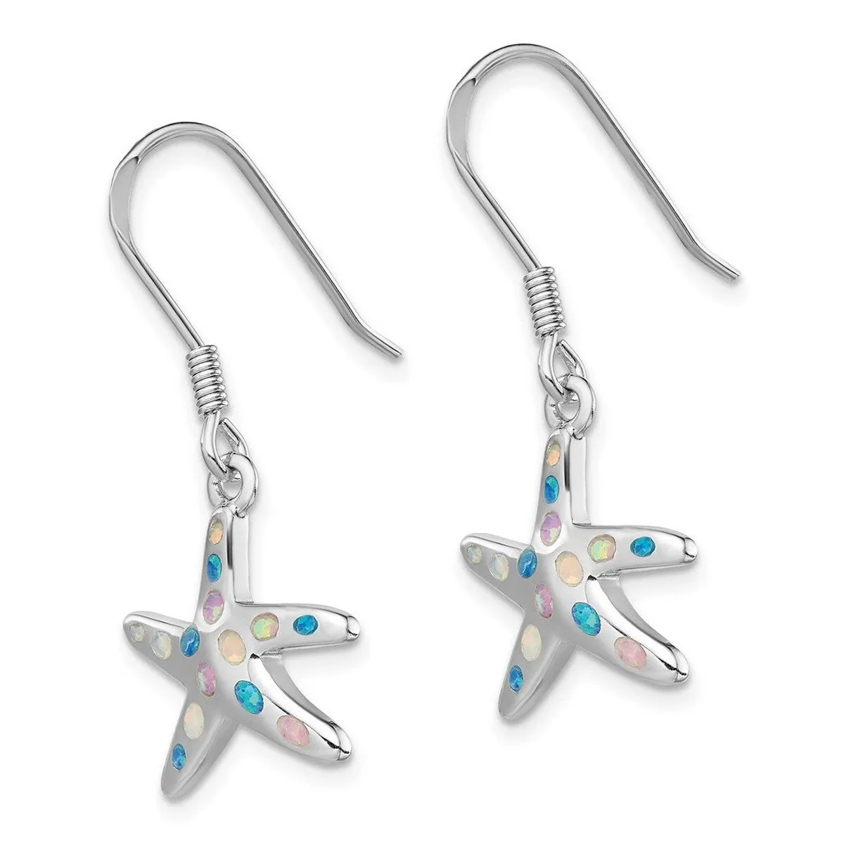Curata 925 Sterling Silver Rhodium Plated Pink Blue Simulated Opal Sea Shell Starfish Earrings - 35.3x15.2mm sold by Zulily product image thumbnail 4