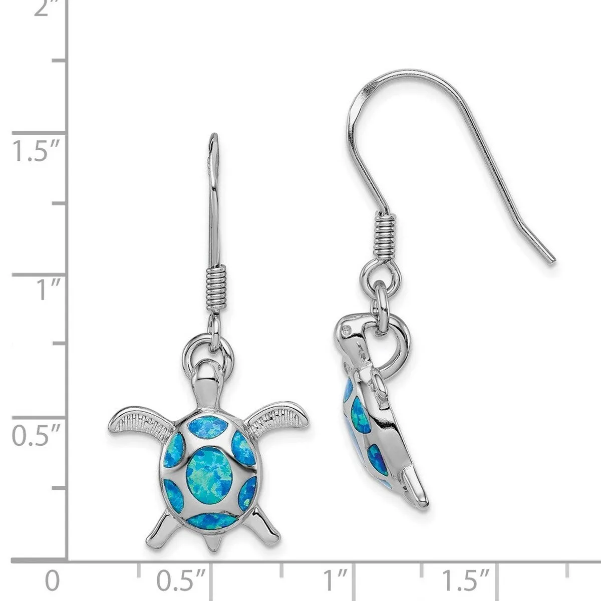 Curata 925 Sterling Silver Polished Simulated Blue Opal Turtle Hook Earrings - 35x19mm sold by Zulily product image thumbnail 4