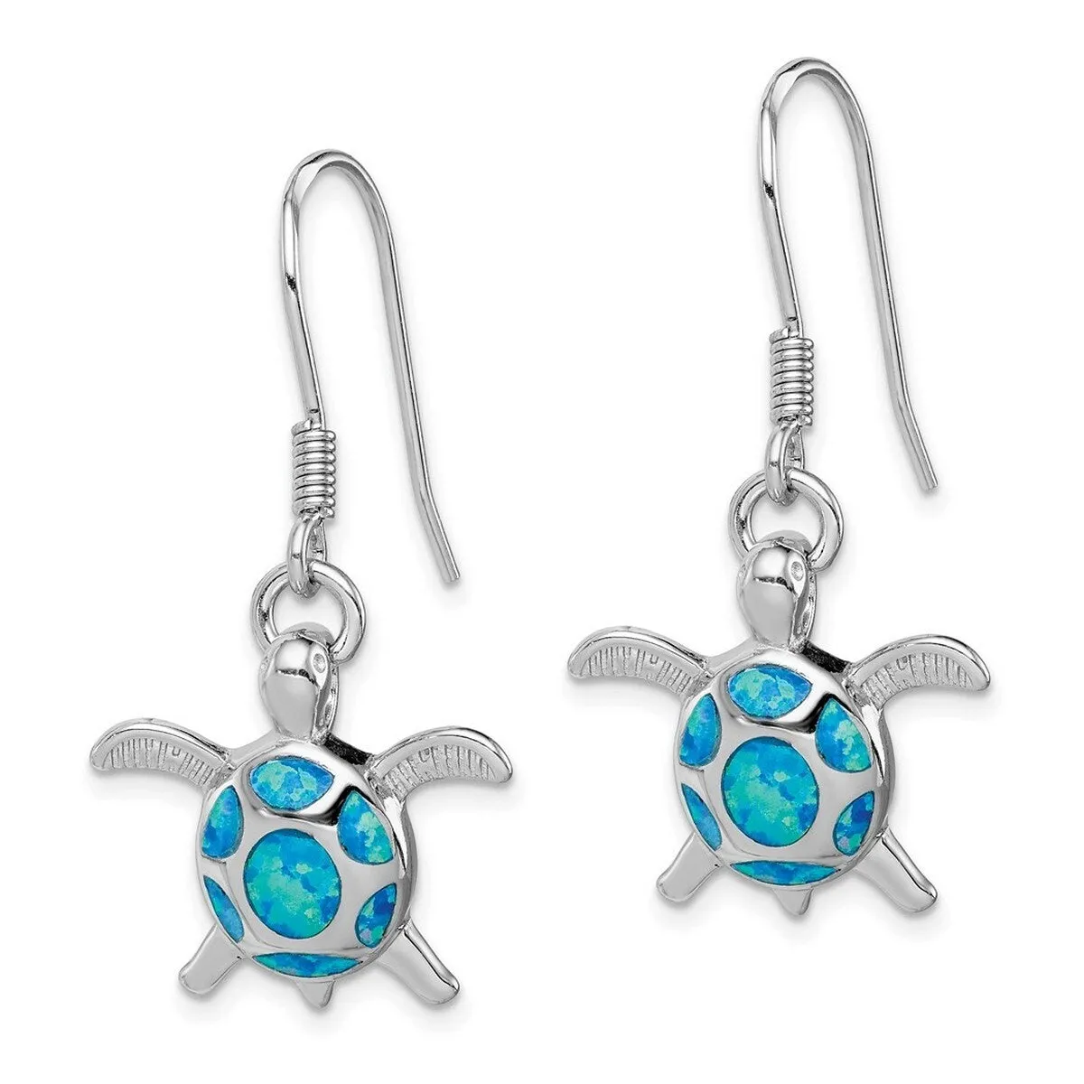 Curata 925 Sterling Silver Polished Simulated Blue Opal Turtle Hook Earrings - 35x19mm sold by Zulily product image thumbnail 5