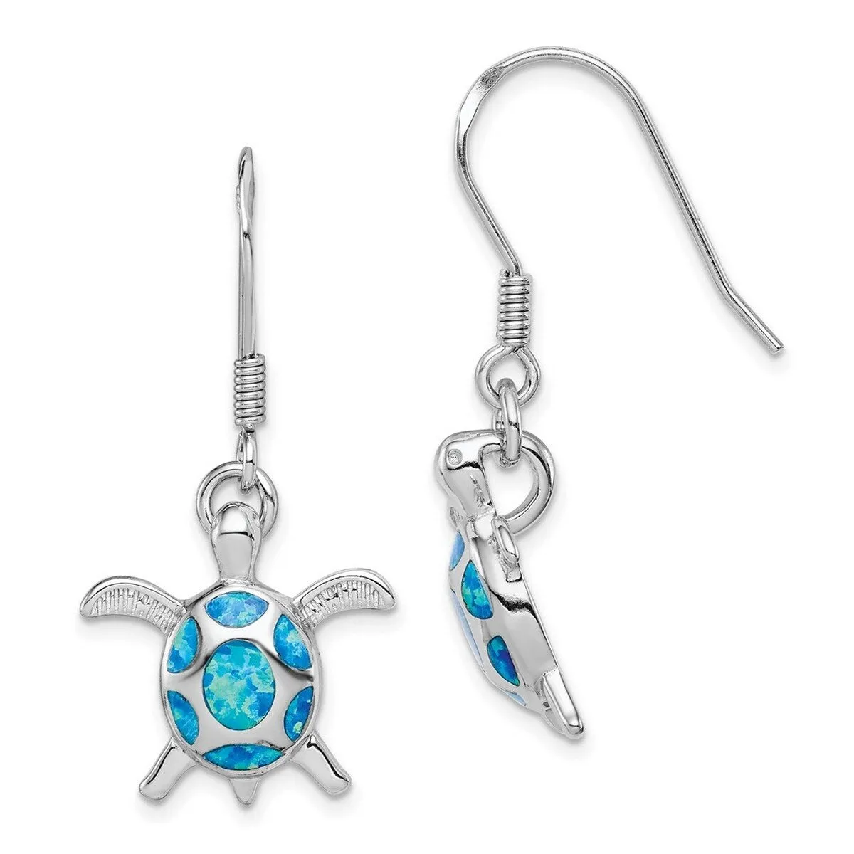 Curata 925 Sterling Silver Polished Simulated Blue Opal Turtle Hook Earrings - 35x19mm sold by Zulily product image thumbnail 3