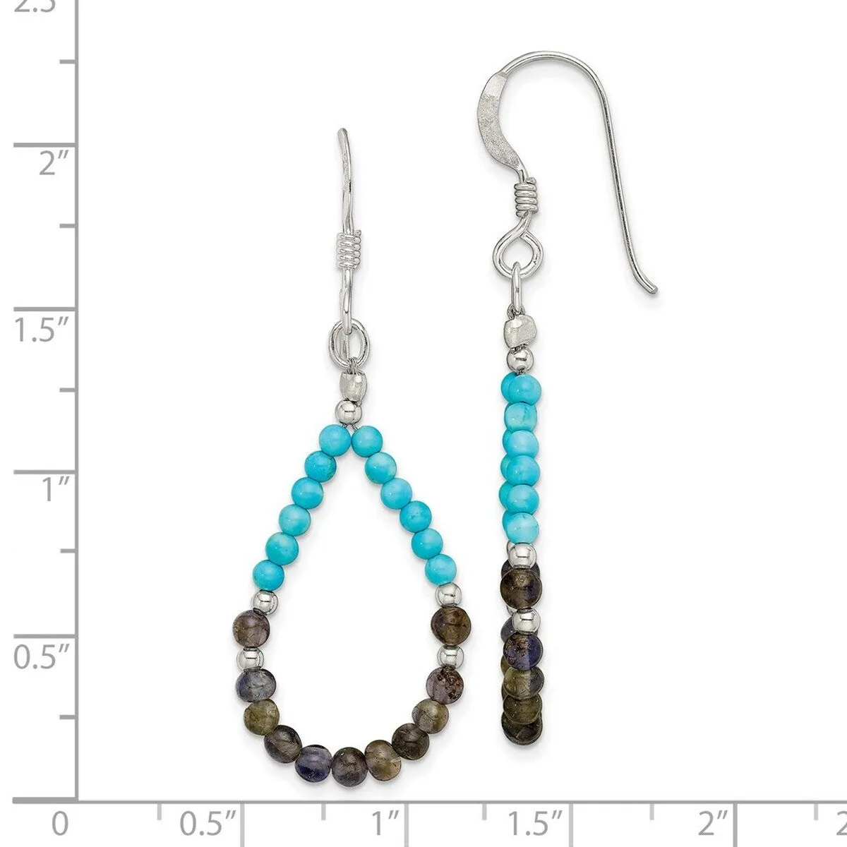 Curata 925 Sterling Silver Lolite Simulated Turquoise Teardrop Hook Earrings - 47x17mm sold by Zulily product image thumbnail 5