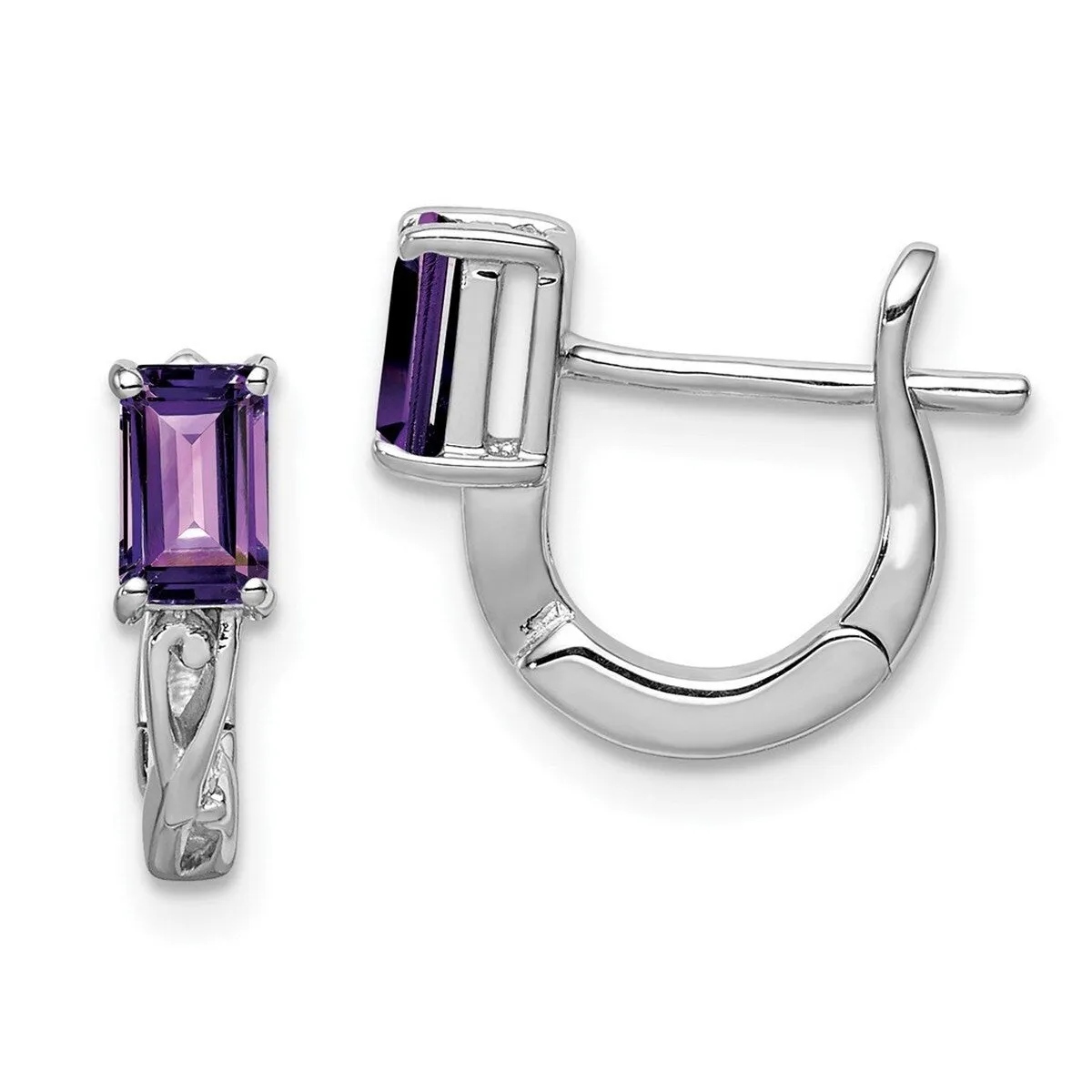 Curata 925 Sterling Silver Rhodium Plated Amethyst Hinged Hoop Earrings - 12x11mm sold by Zulily product image thumbnail 5