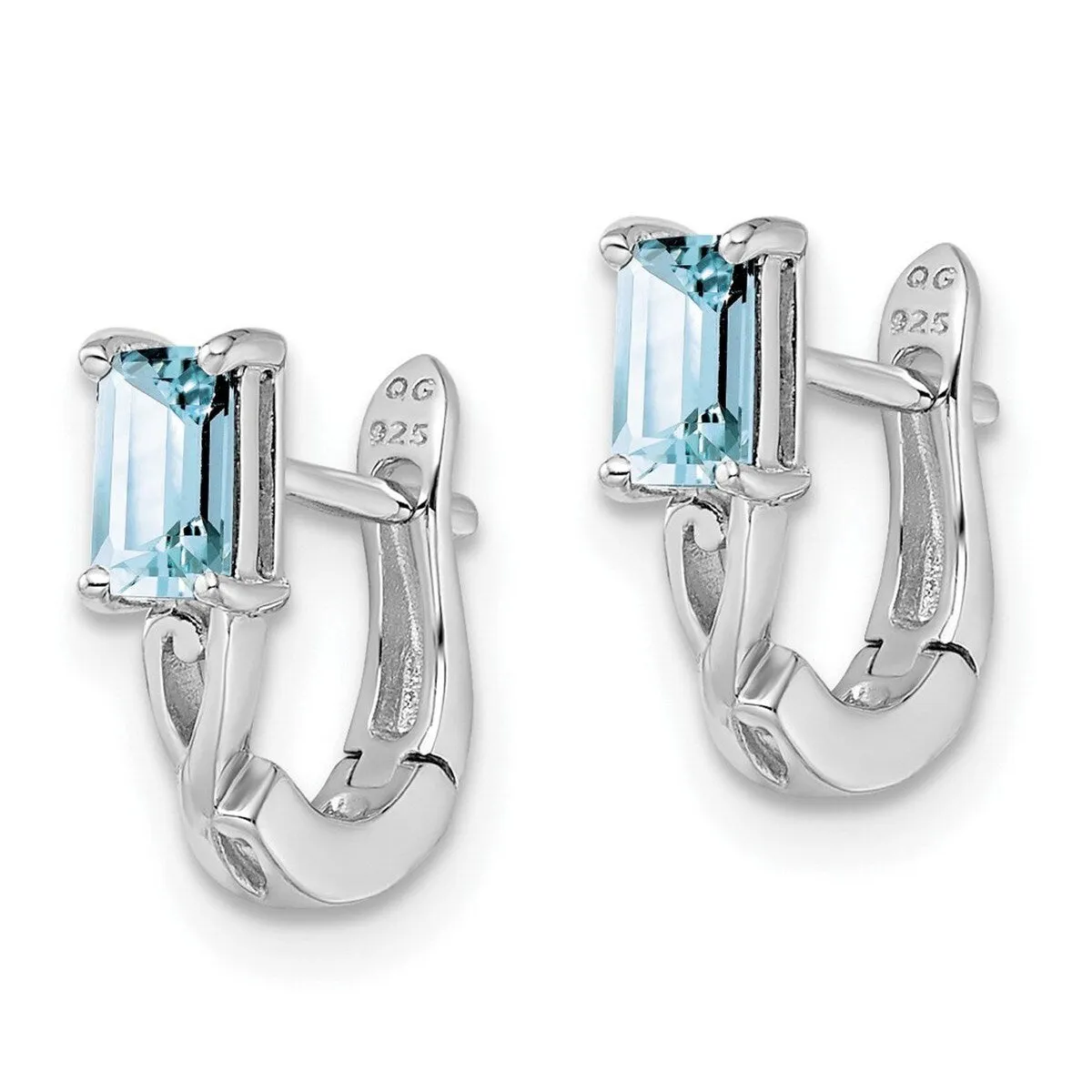 Curata 925 Sterling Silver Rhodium Plated Aquamarine Hinged Hoop Earrings - 12x11mm sold by Zulily product image thumbnail 2